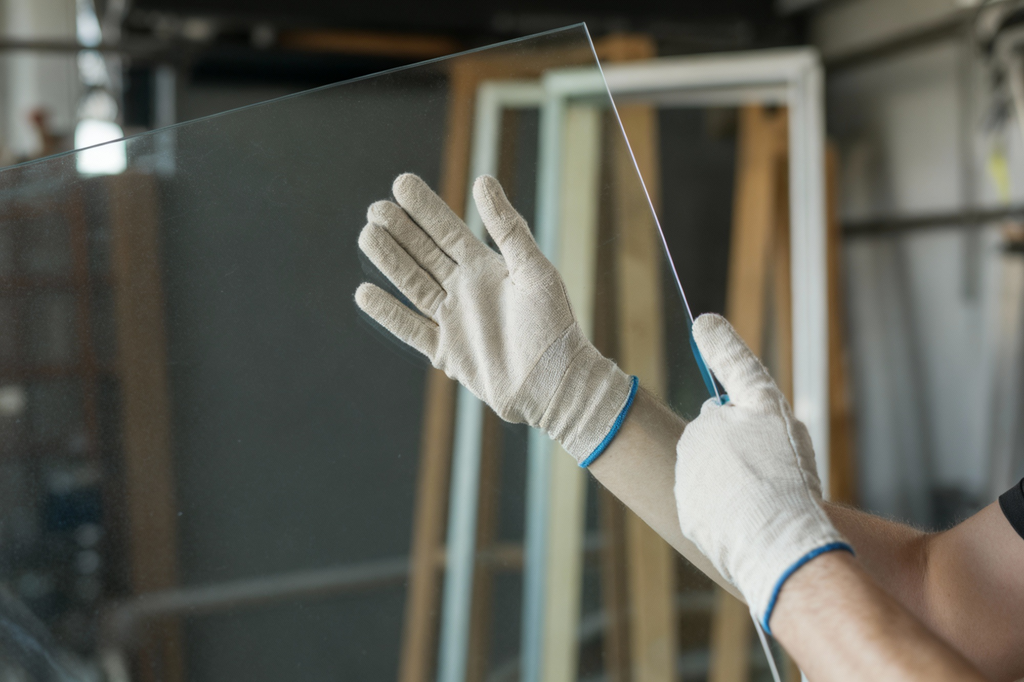 ถุงมือกันบาดสำหรับงานกระจกและอะลูมิเนียม ลดแผลคมบาดจากขอบวัสดุ