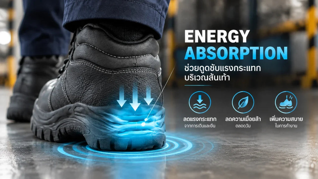 รองเท้าเซฟตี้ Energy Absorption ช่วยลดแรงกระแทกส้นเท้าได้อย่างไร?