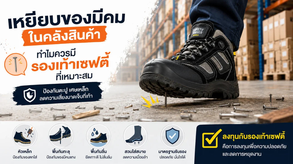 เหยียบของมีคมในคลังสินค้า ทำไมควรมี รองเท้าเซฟตี้ ที่เหมาะสม